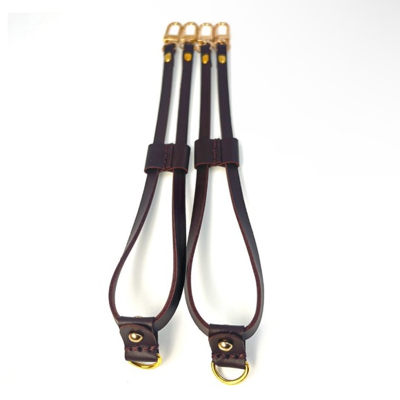 Louis Vuitton Neverfull BROWN Vachetta Leather Replacement Side Strap cinches - Picture 4 of 10